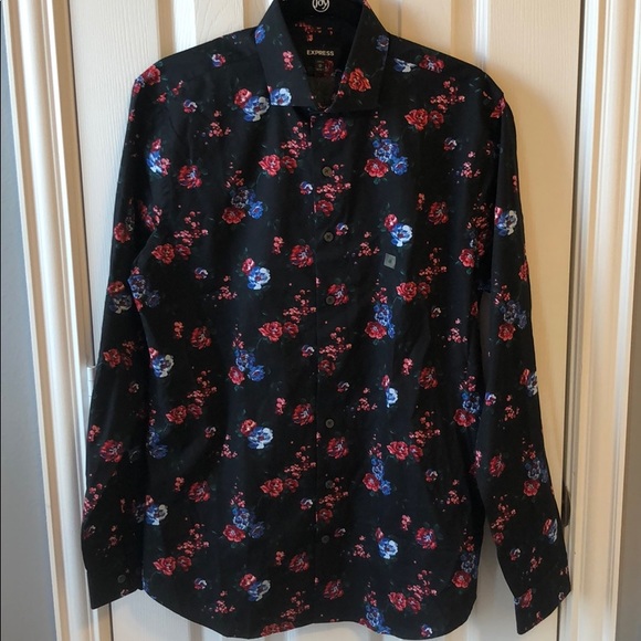 slim floral print dress shirt